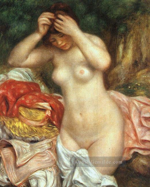 Badende Arrangieren ihr Haar weibliche Nacktheit Pierre Auguste Renoir Ölgemälde